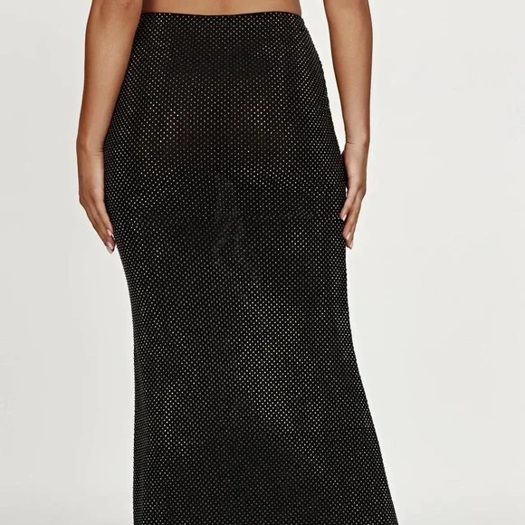 NWT Meshki ERIKA Diamante Maxi Skirt - Black - Picture 3 of 8